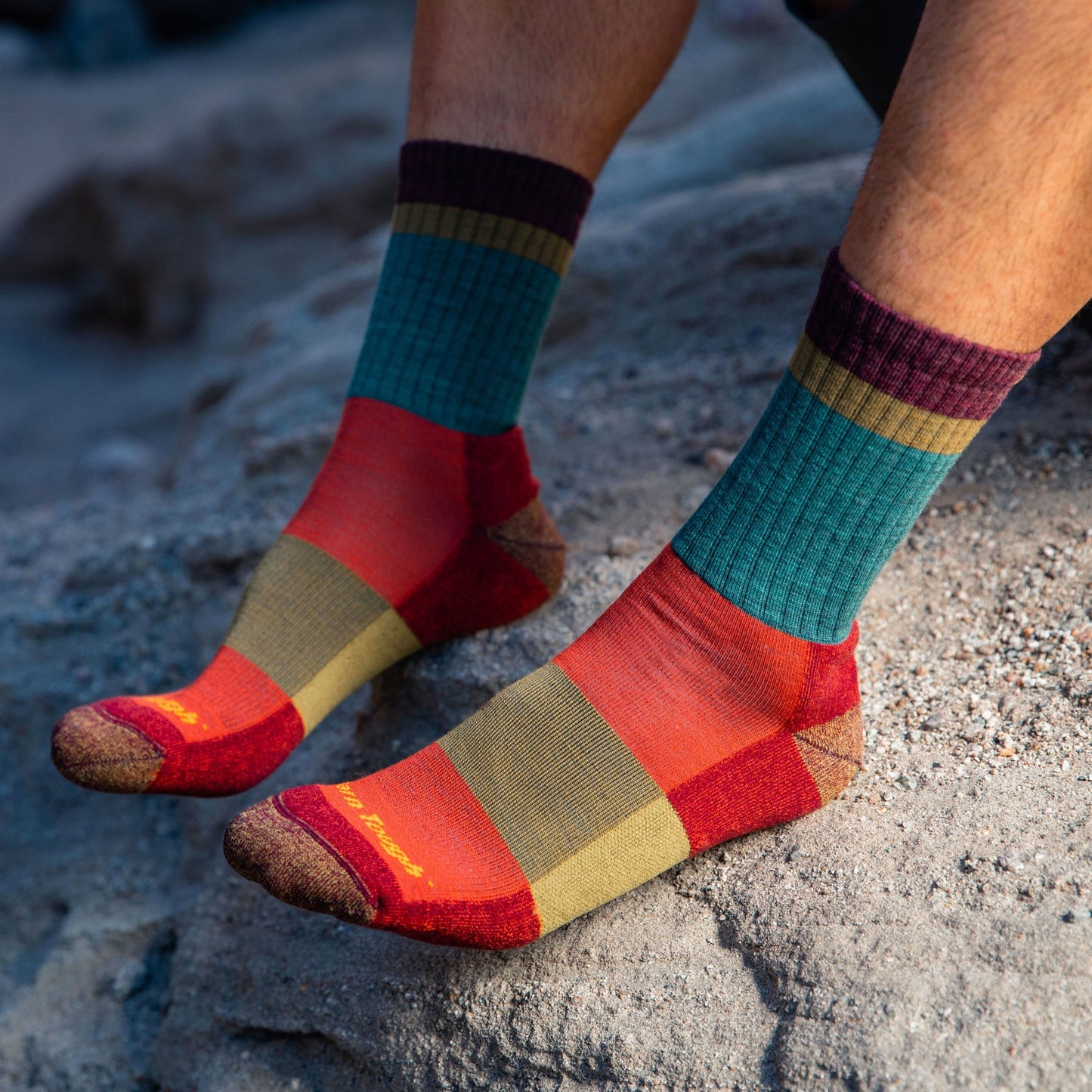 Heady Stripe Micro Crew Lightweight Hiking Sock in Teal