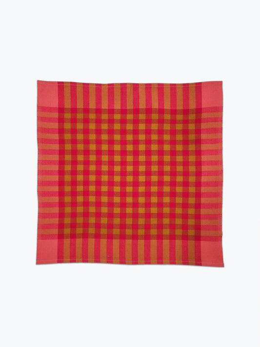 Grid Napkin Pair in Coral