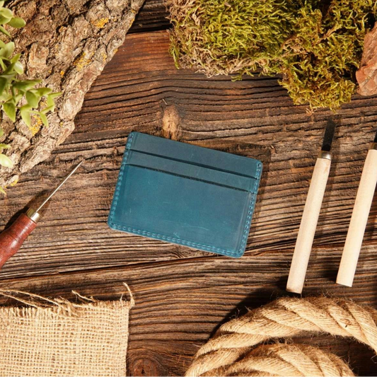 Leather Card Holder Wallet in Blue