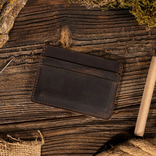 Leather Card Holder Wallet in Espresso