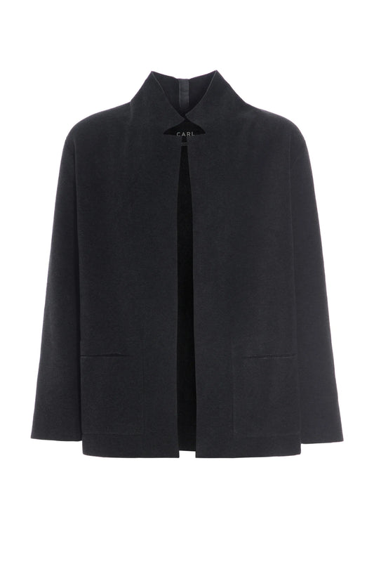 Henriette Steffensen | Fleece Wrap Cardigan in Soft Black