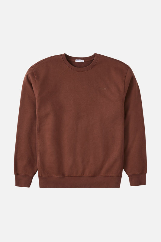 Embroidered Fleece Crewneck in Mahogany