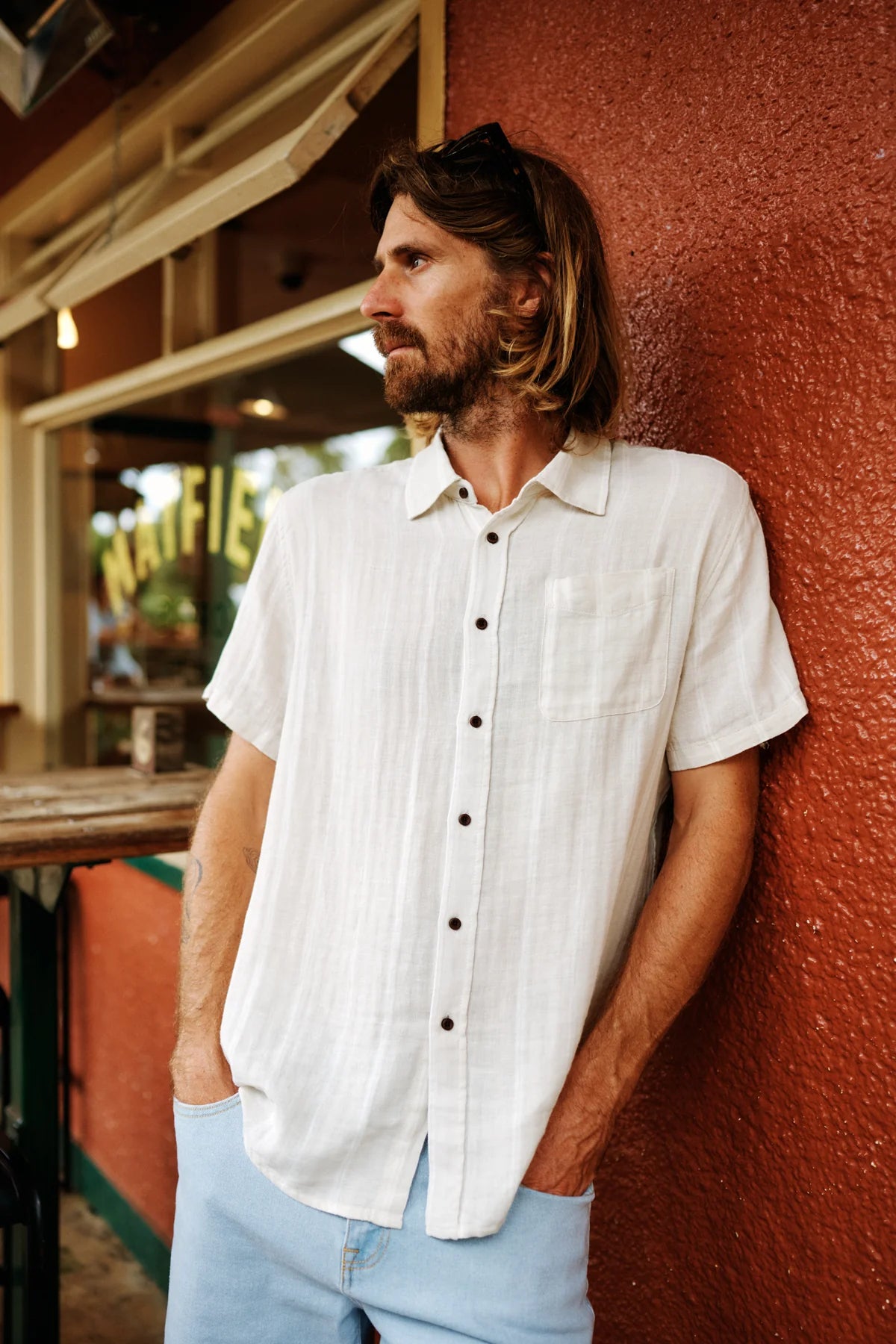 Alan Stripe Shirt in Moon