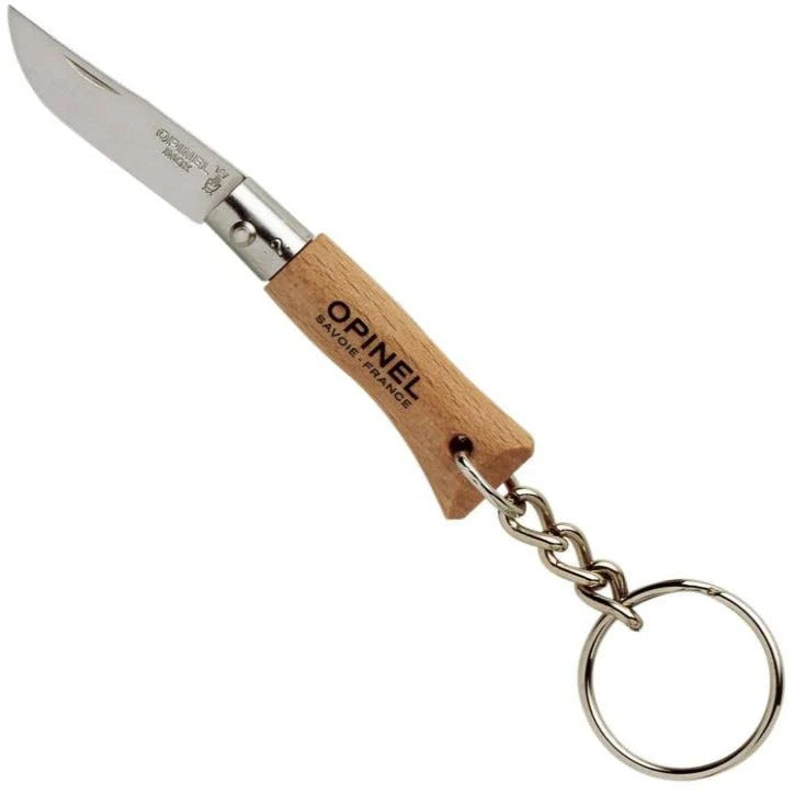 No.02 Keyring Stainless Folding Knife in Beechwood