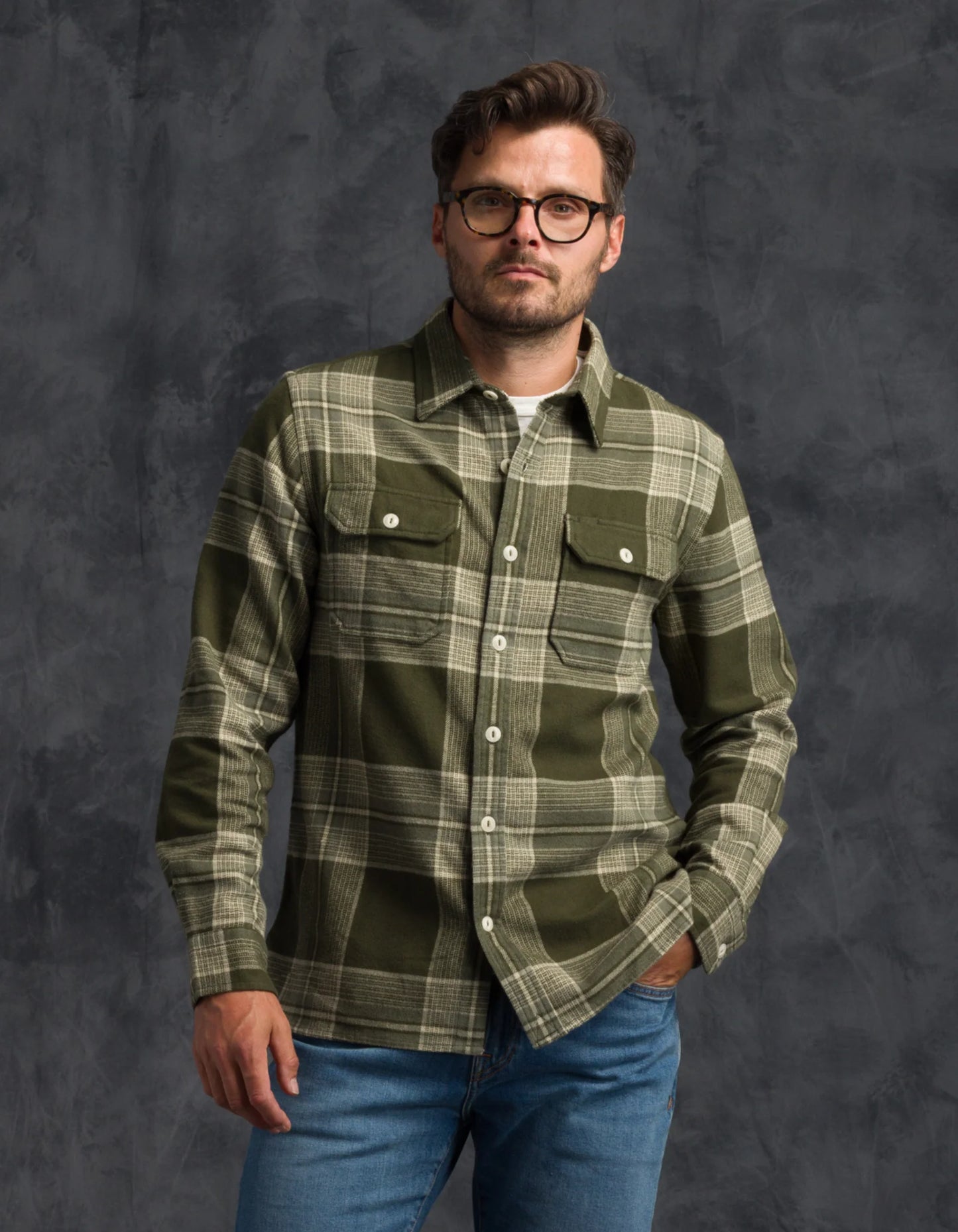 Winter Flannel Utility Shirt in Desert Jade