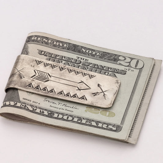 Rustic Silver Arrow Stamped Money Clip