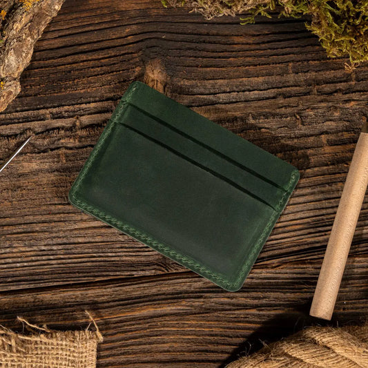 Leather Card Holder Wallet in Green