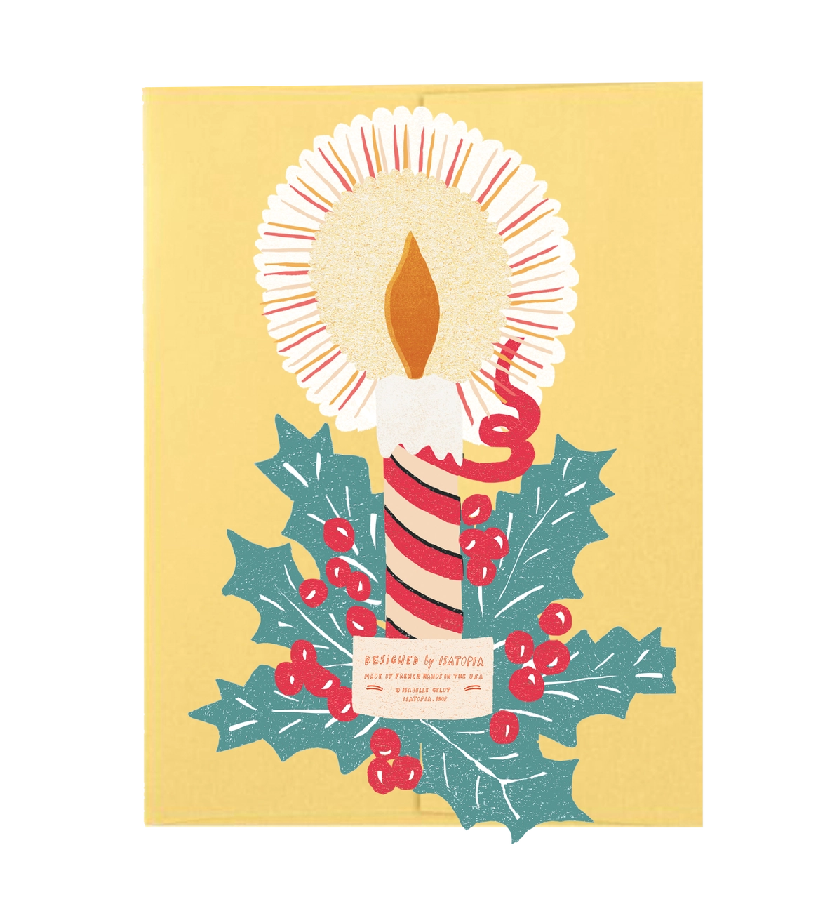 Holly Candle Die Cut Card