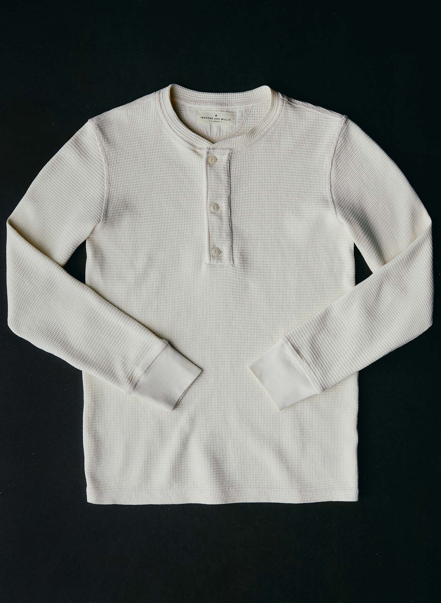 Knit Waffle Henley in Vintage White - Main Image