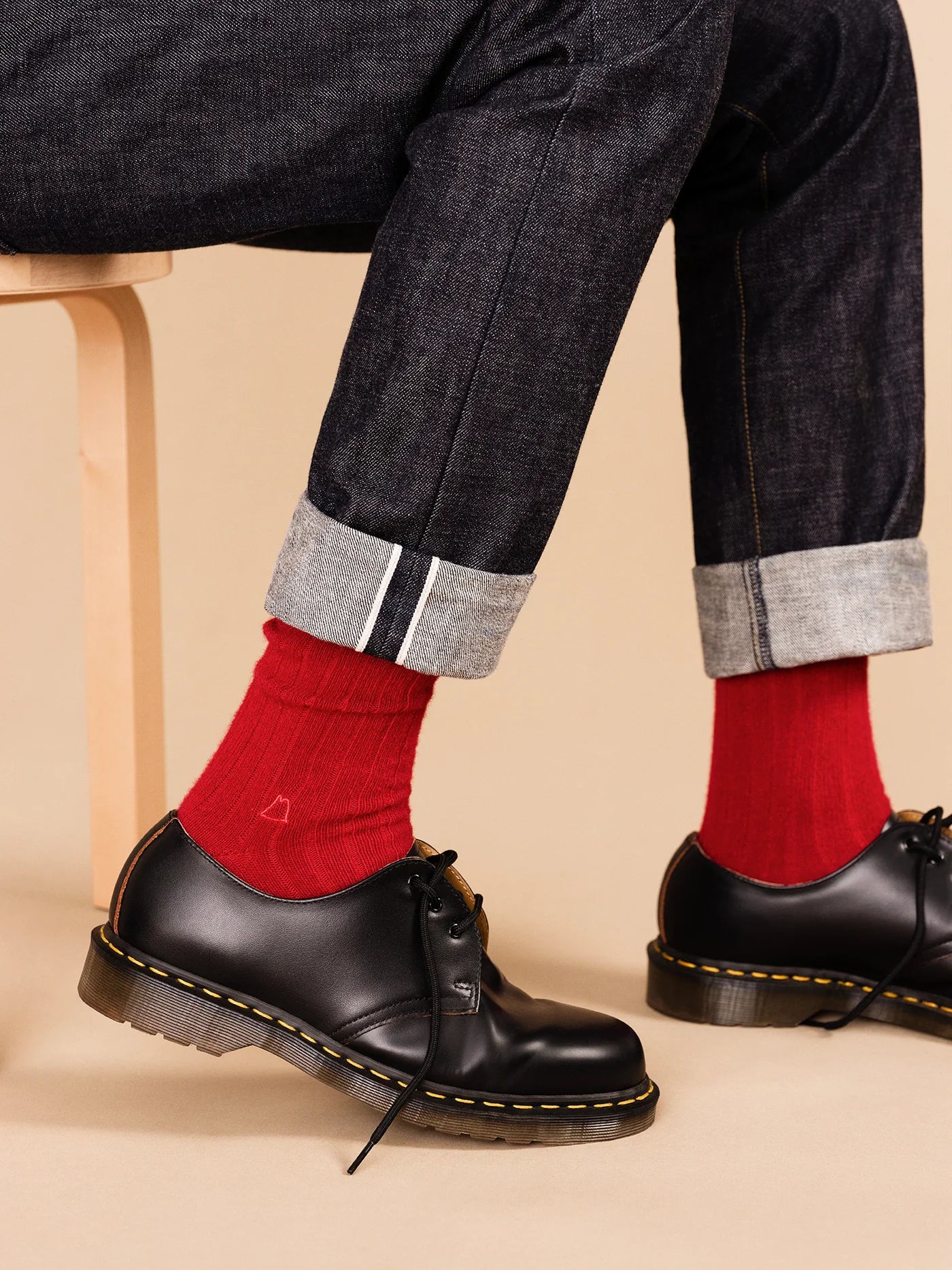 Roma Cashmere Rib Men's Crew in Tomato