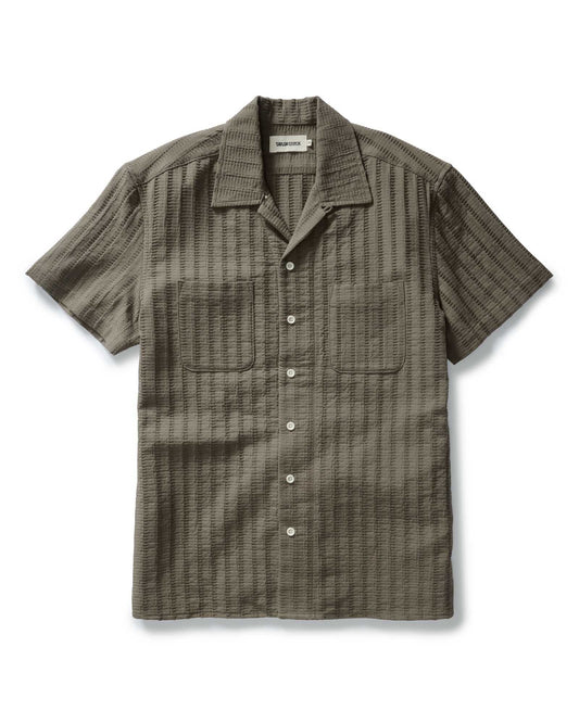 The Conrad Shirt in Fatigue Olive Dobby Stripe