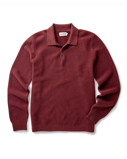 The Newton Sweater Polo in Dried Cherry Merino