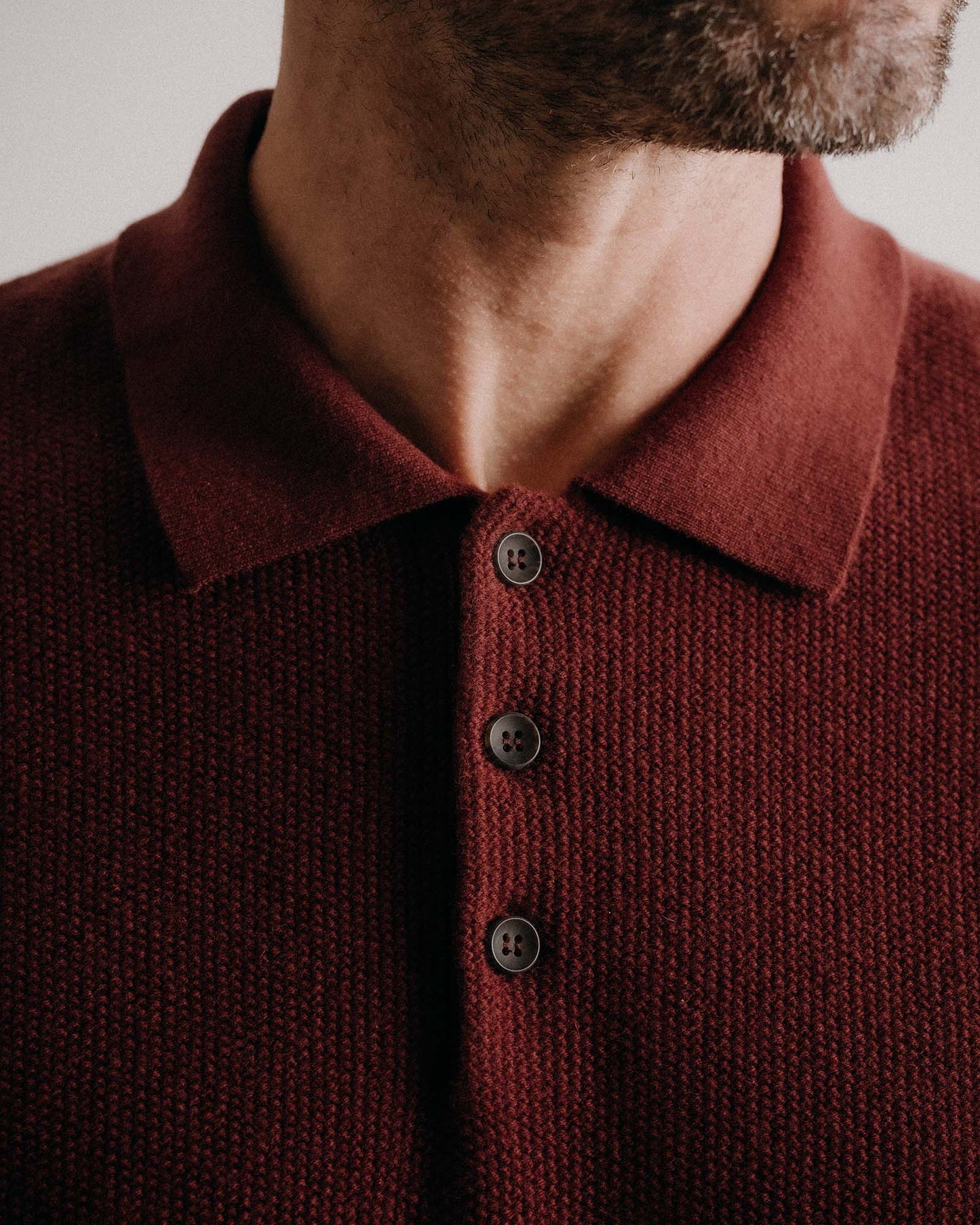 The Newton Sweater Polo in Dried Cherry Merino