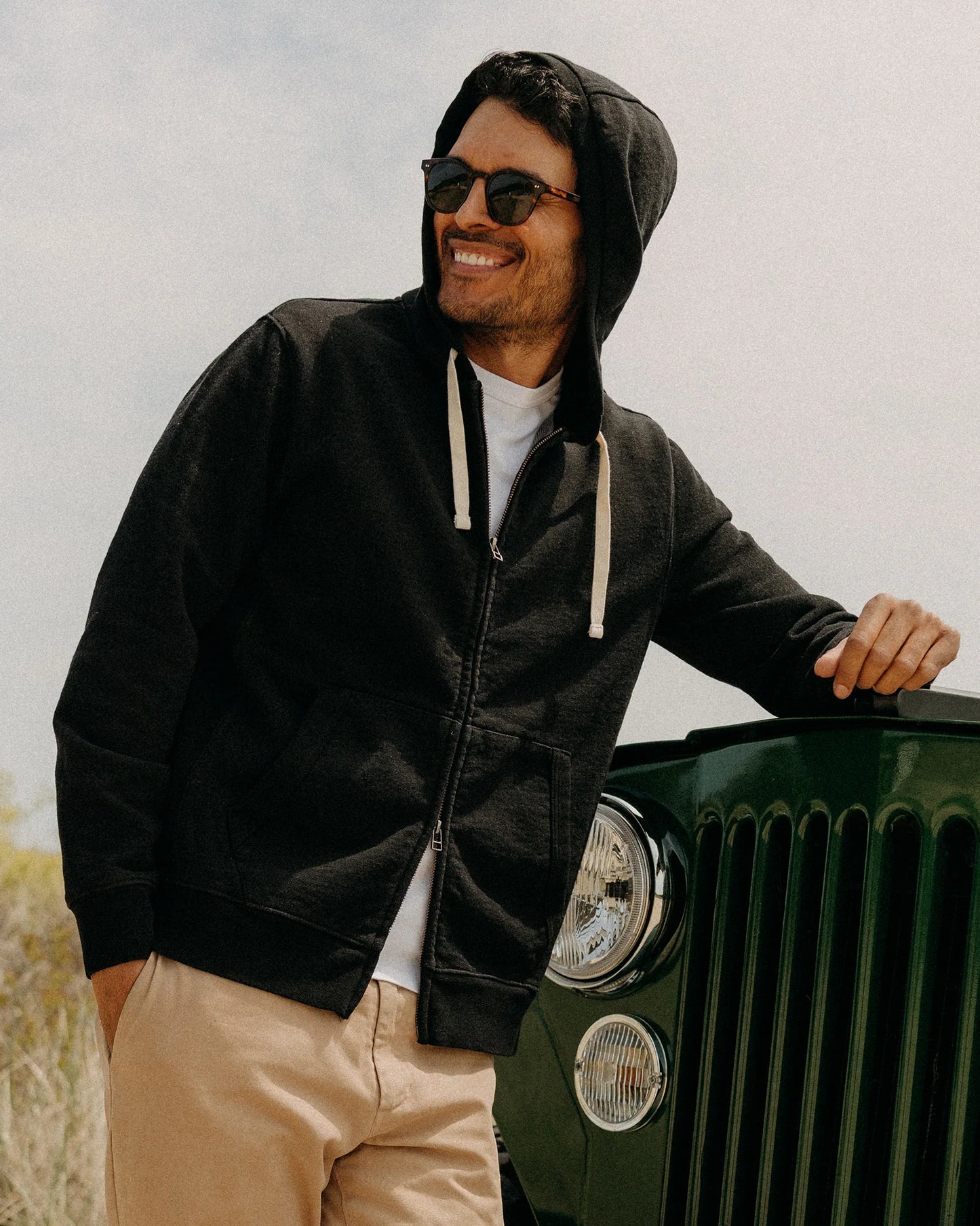The Après Zip Hoodie in Black Indigo Terry