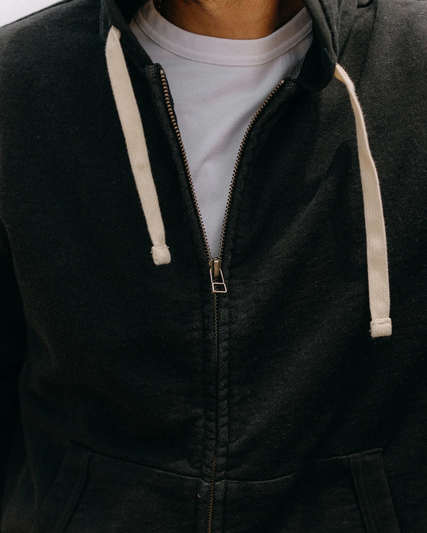 The Après Zip Hoodie in Black Indigo Terry