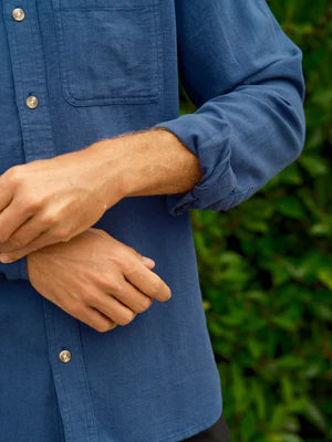 One Pocket Shirt in Indigo Flannel
