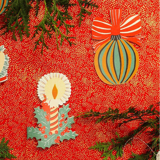 Holly Candle Die Cut Card