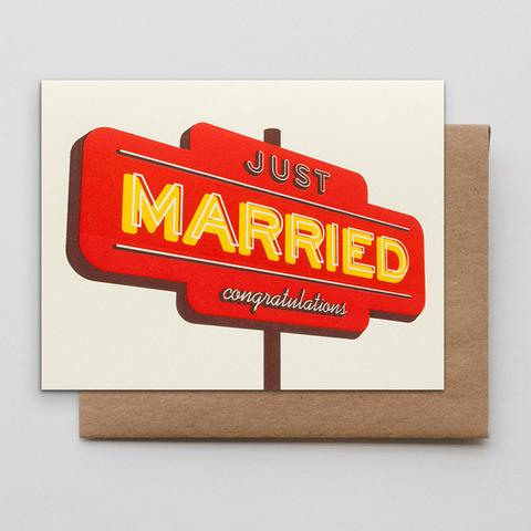 Just Married Motel Congratulations Card