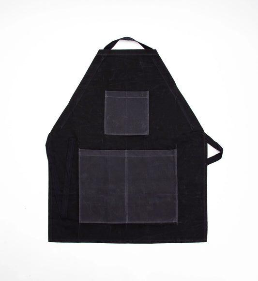 Waxed Cotton Apron in Black