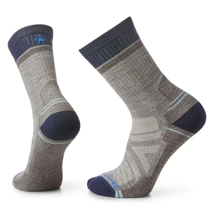 Hike Light Cushion Winding Trail Crew Socks in Taupe/Navy