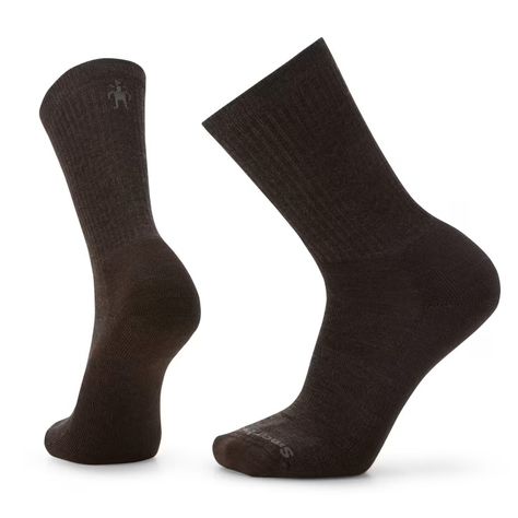 Everyday Solid Rib Crew Socks in Chestnut