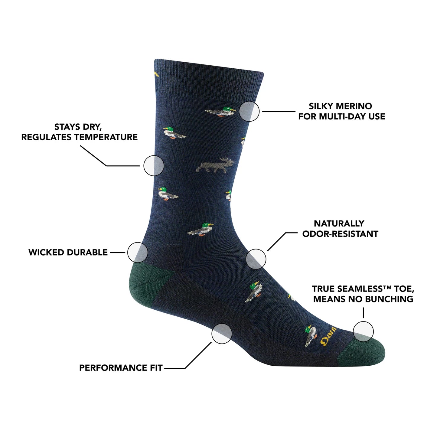 Duck Duck Moose Crew Lightweight Lifestyle Sock in Eclipse