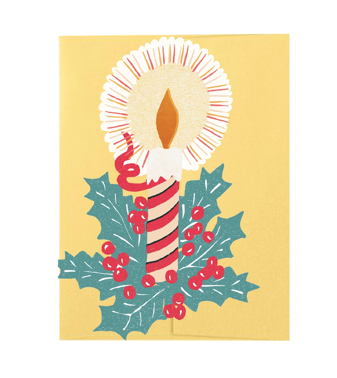 Holly Candle Die Cut Card
