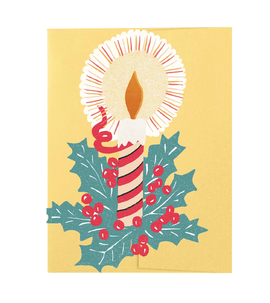 Holly Candle Die Cut Card