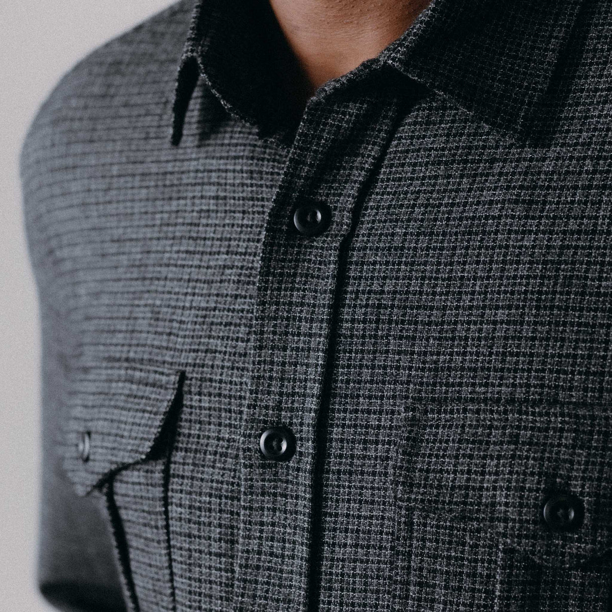 The Saddler Shirt in Ash Check Wool