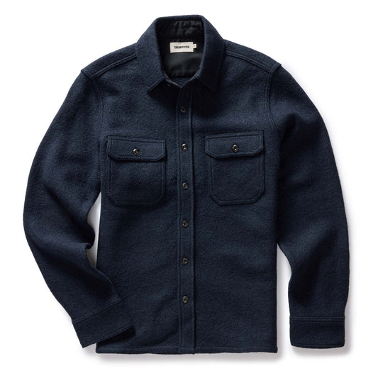 The Connor Overshirt in Dark Navy Boucle