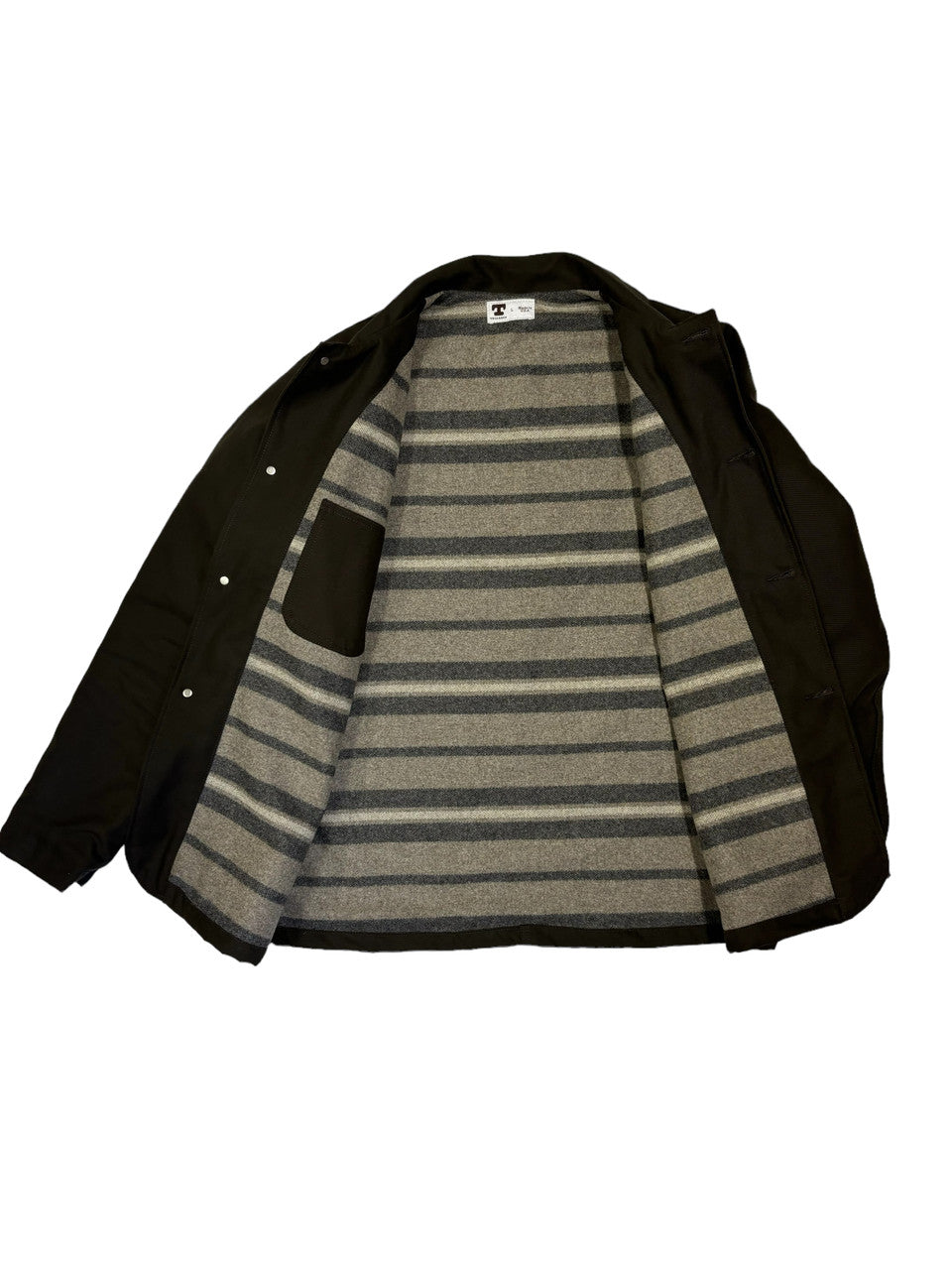 Blanket Lined Cotton Canvas Baker Jacket in Dark Brown