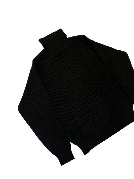 Wool Turtleneck Sweater in Black