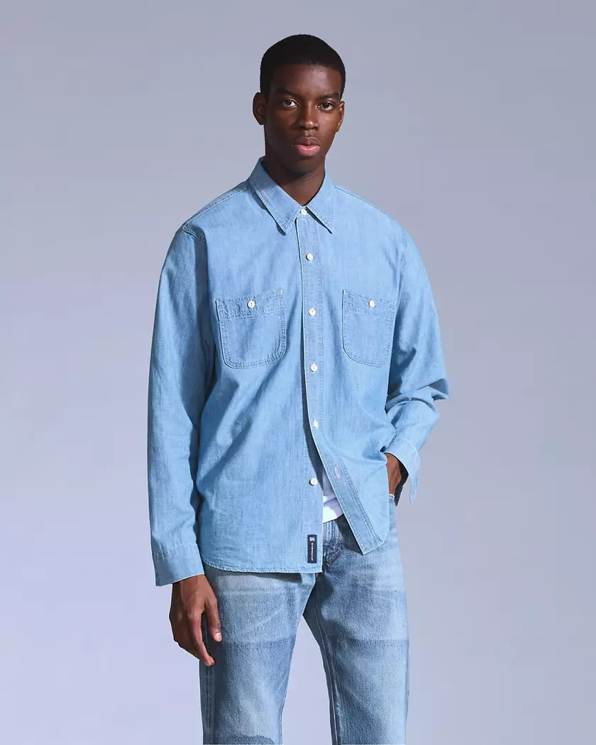 Blue Tab Work Shirt in Light Chambray