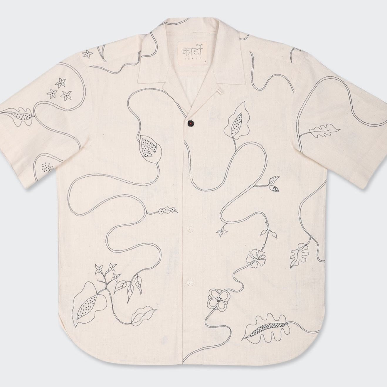 Hand Embroidered Shirt in Natural