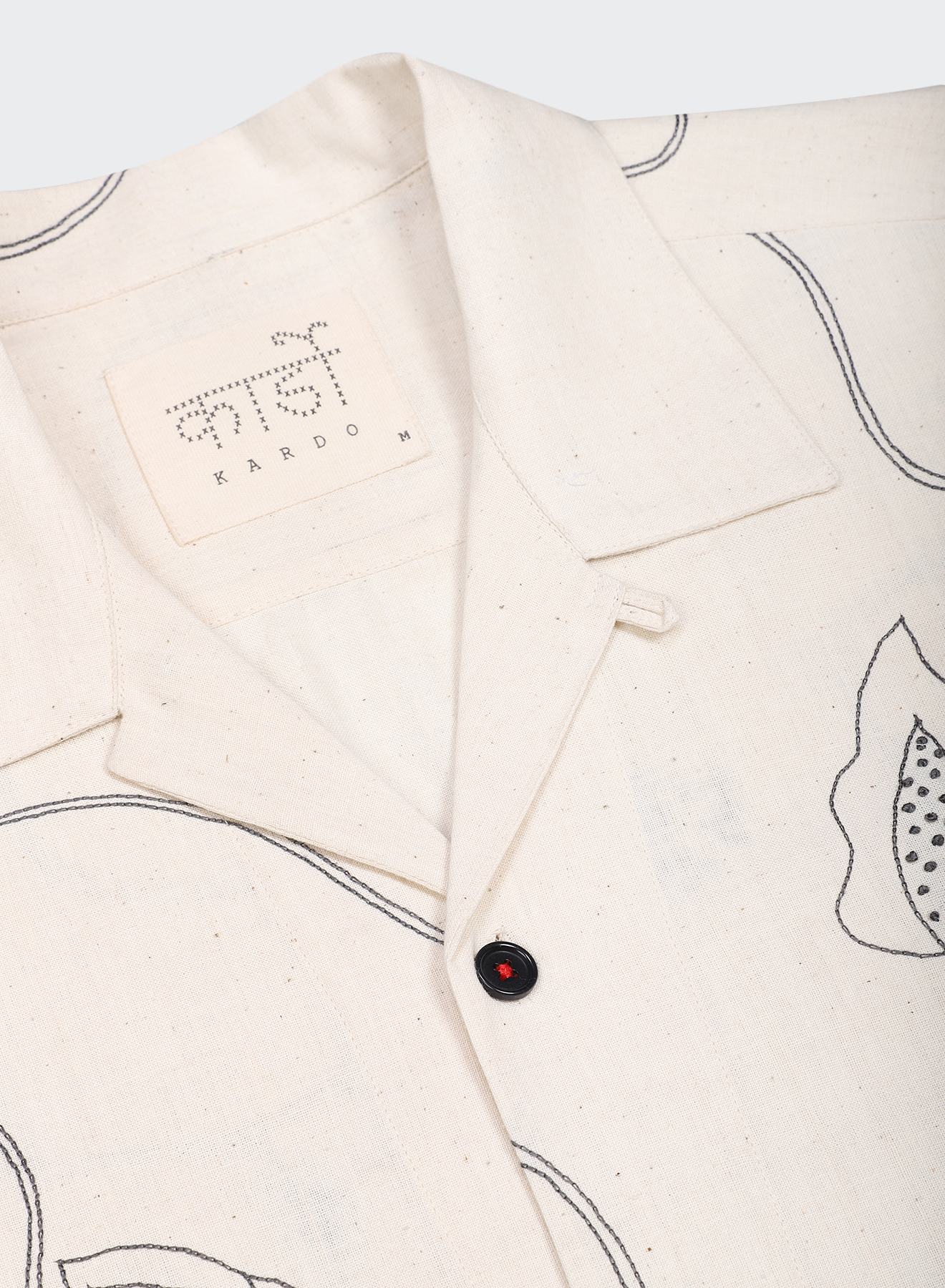 Hand Embroidered Shirt in Natural