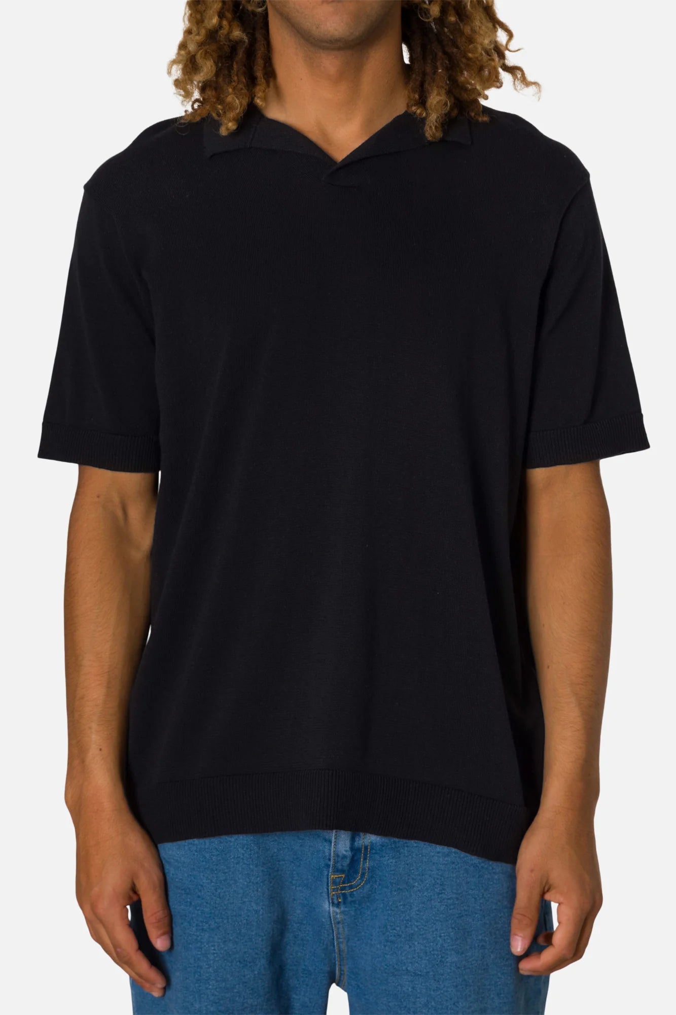 Sherman Knit Polo in Black