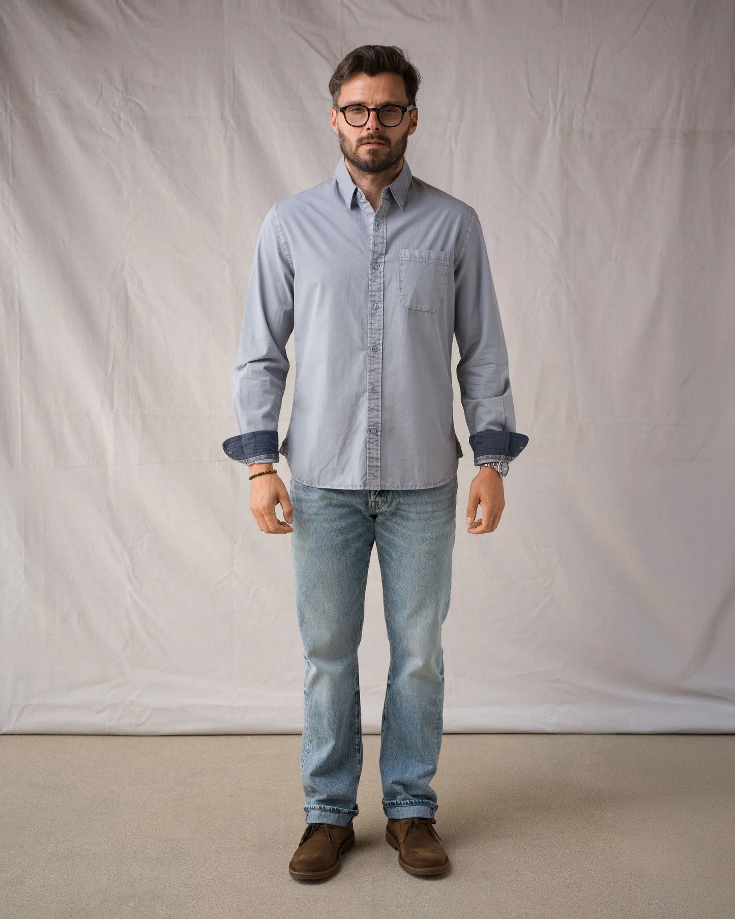 Tailored Poplin Shirt in Slate Vintage