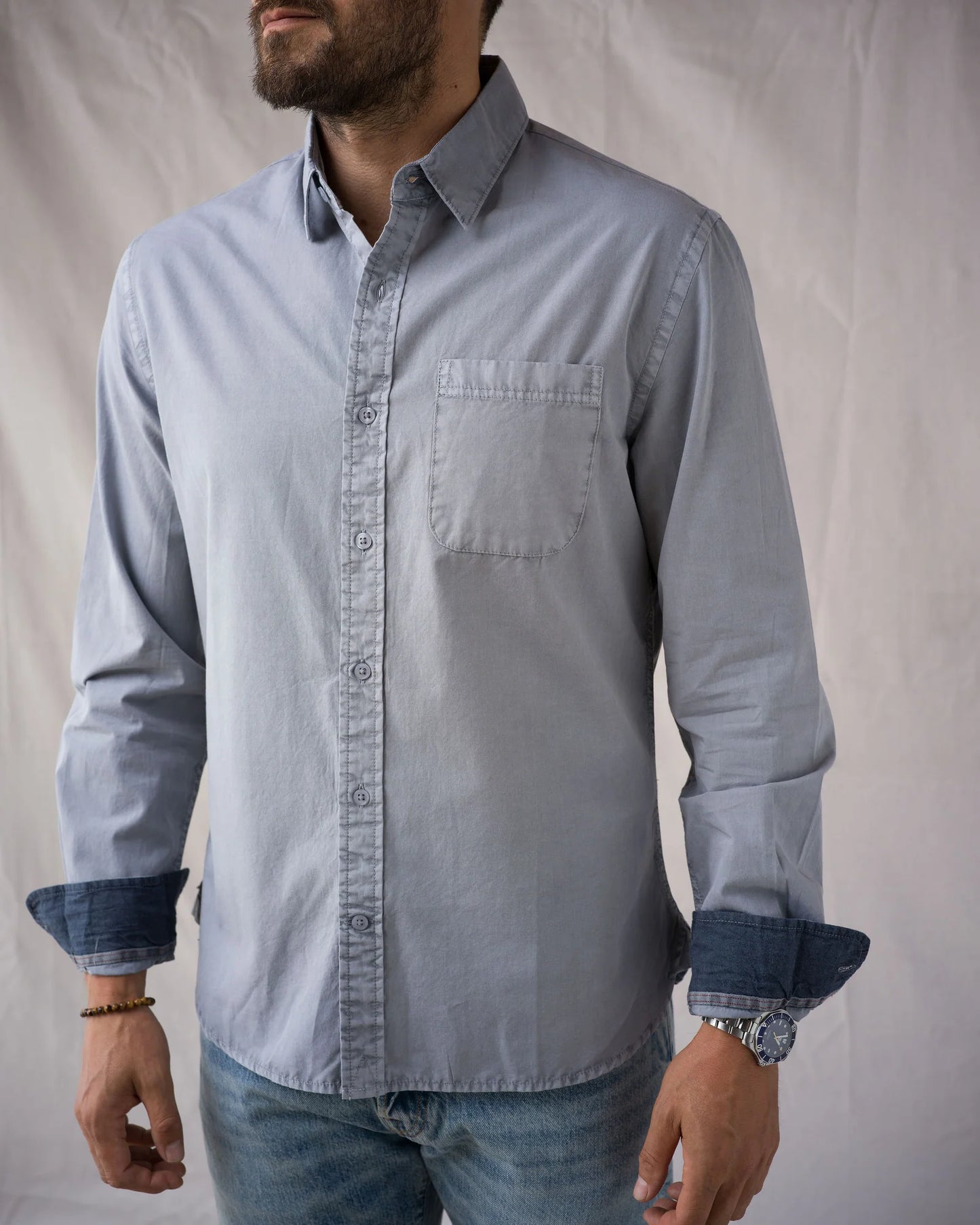 Tailored Poplin Shirt in Slate Vintage