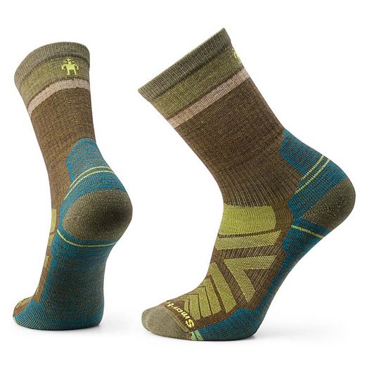 Hike Light Cushion Winding Trail Crew Socks in Military Olive