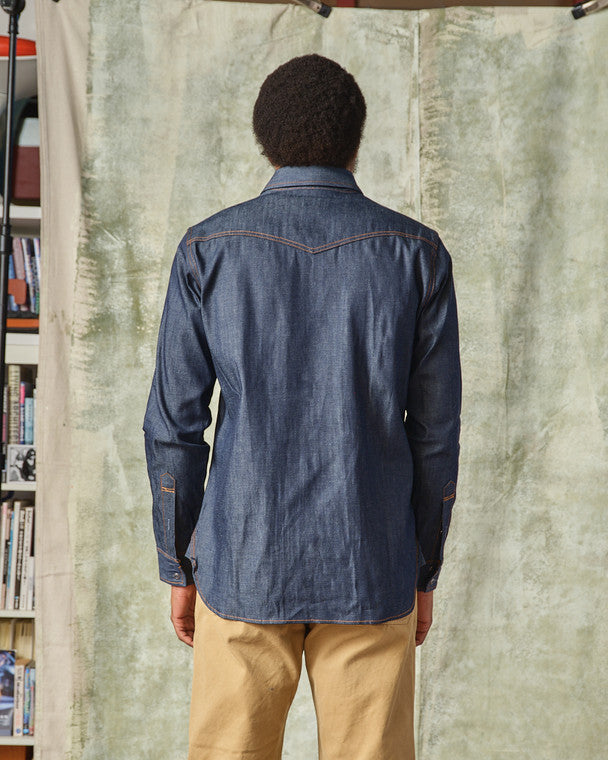 Button Down Topper Work Shirt in Selvedge Denim
