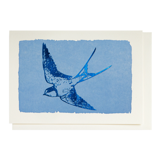 Blue Foil Swallow Notelet Card