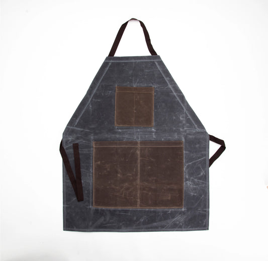 Waxed Cotton Apron in Slate