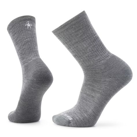 Everyday Solid Rib Crew Socks in Medium Gray