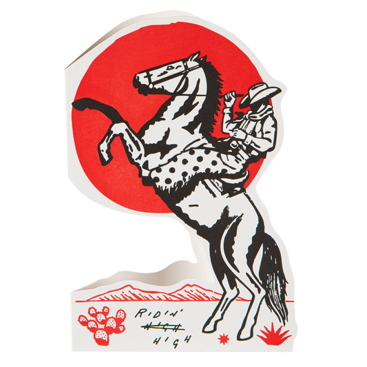 Ridin' High Cowboy Cut-Out Greeting Card