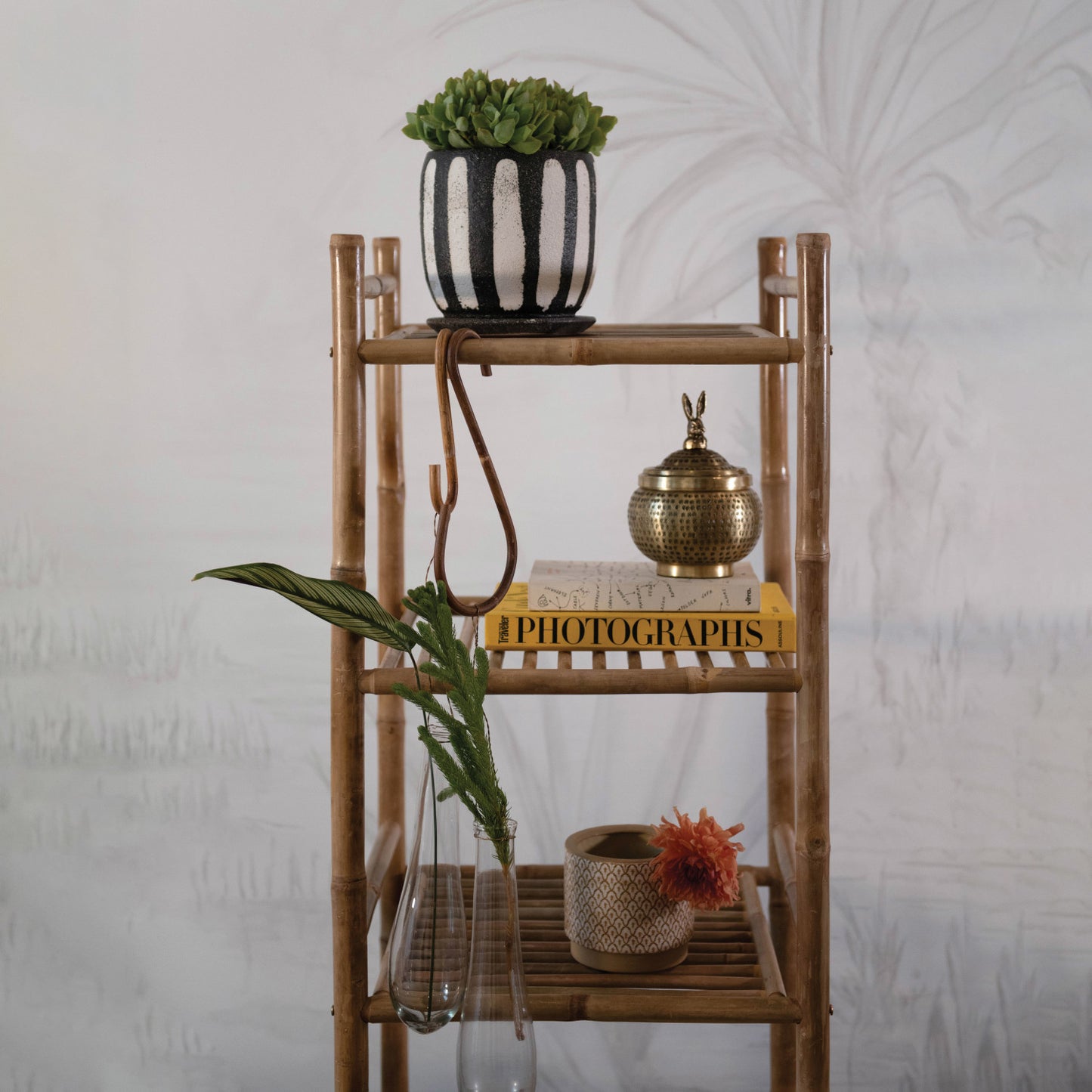 Black & White Hand-Painted Planter with Saucer