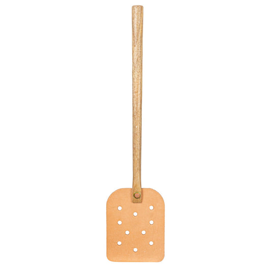 Leather Fly Swatter with Mango Wood Handle & Tie