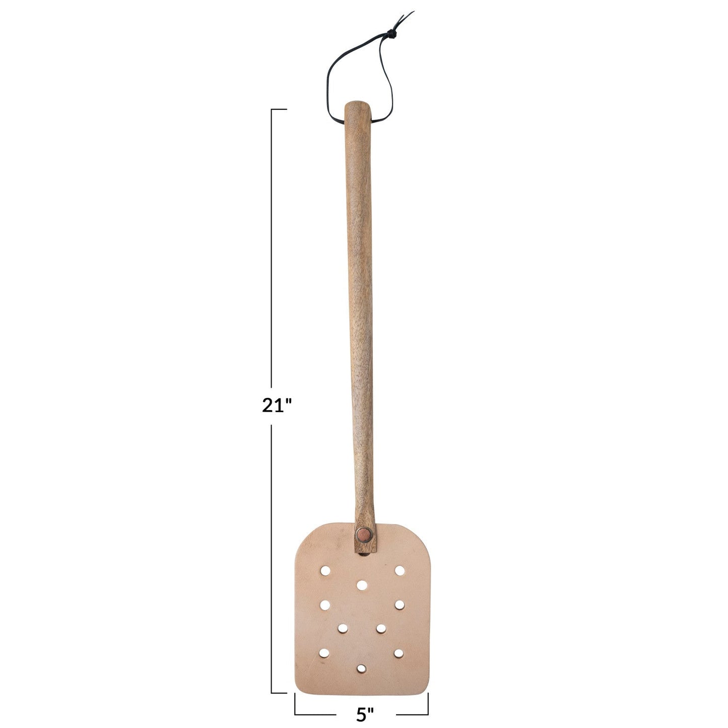 Leather Fly Swatter with Mango Wood Handle & Tie