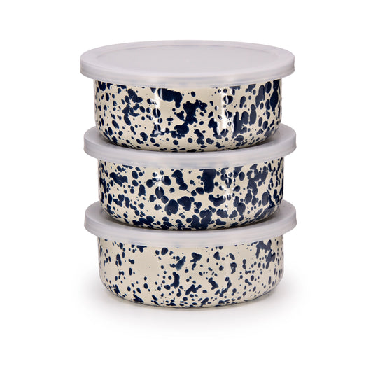Small Storage Bowl in Navy and Cream