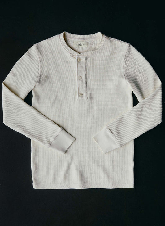 Knit Waffle Henley in Vintage White