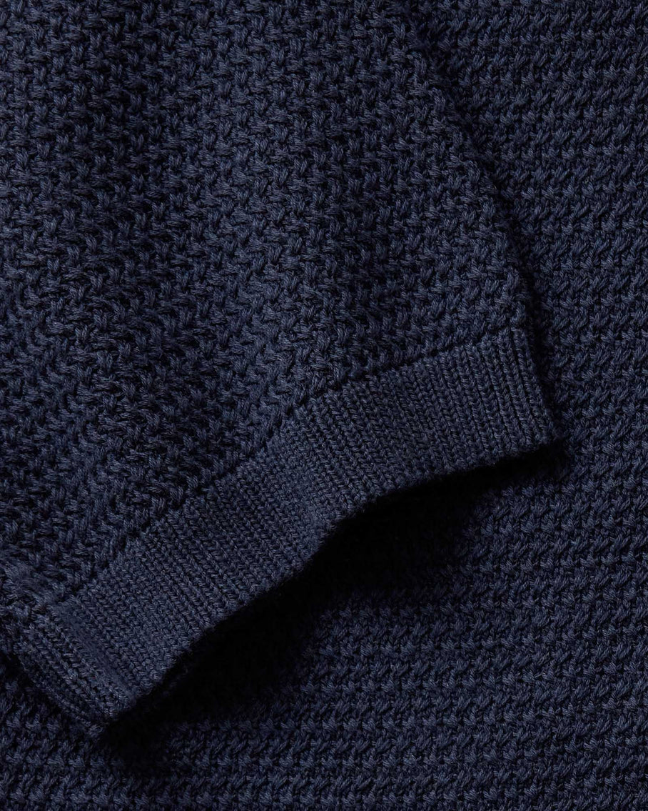 The Button Down Polo In Dark Navy Crochet